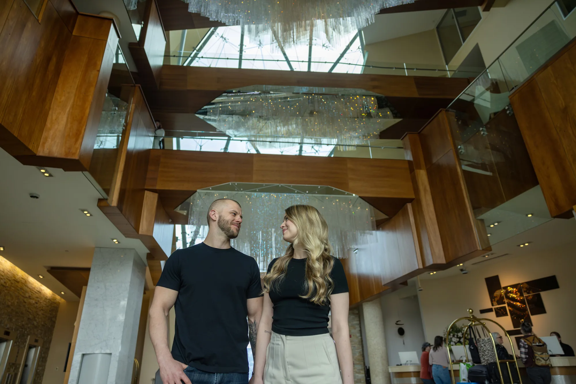couple in sparkling hill lobby