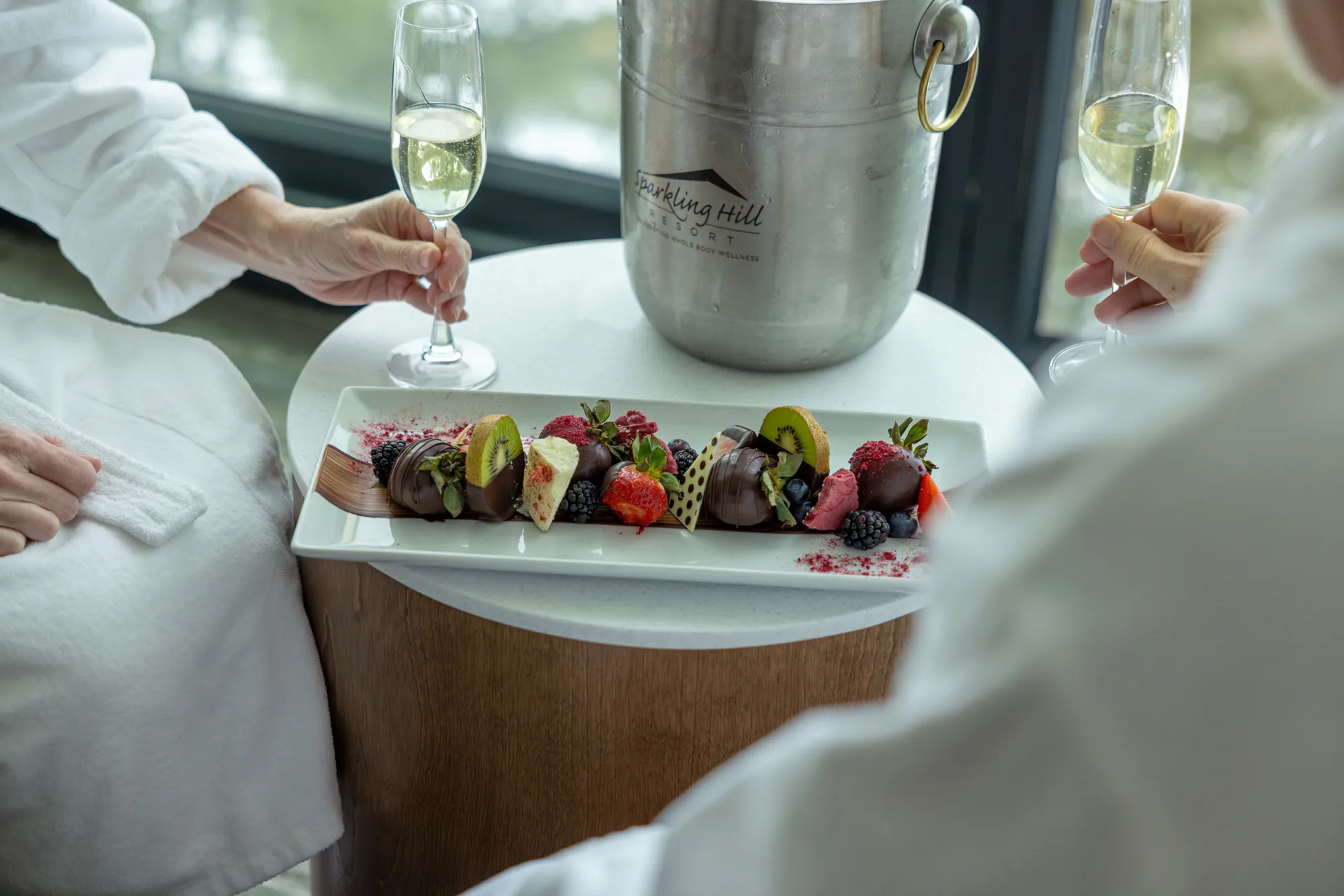 champagne and fruit